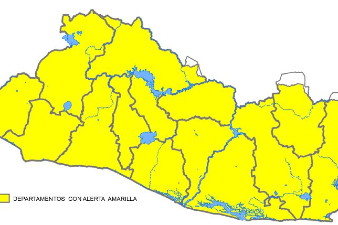 Alerta amarilla por lluvia en El Salvador.